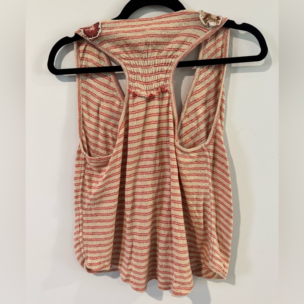 Free People Red Striped Tank with Floral Accents - Picture 4 of 4
